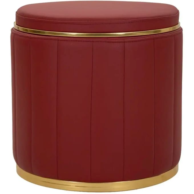 Poef London Pouf With Storage Red Ø 46,5×44 cm
