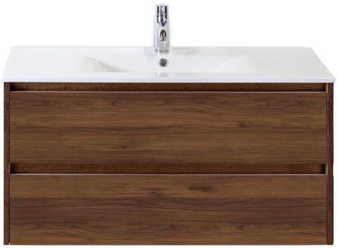 Dante Badmeubelset 100 cm - Walnoot - Keramische Wastafel Wit Enjoy