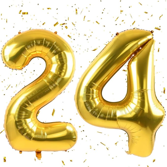 Grote Gouden Folieballon Nummer 24 voor Verjaardag