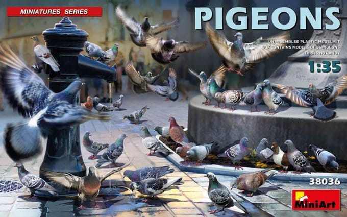 MiniArt Modelbouwpakket Dieren - 38036 Pigeons Plastic - 1:35 - Modelbouw