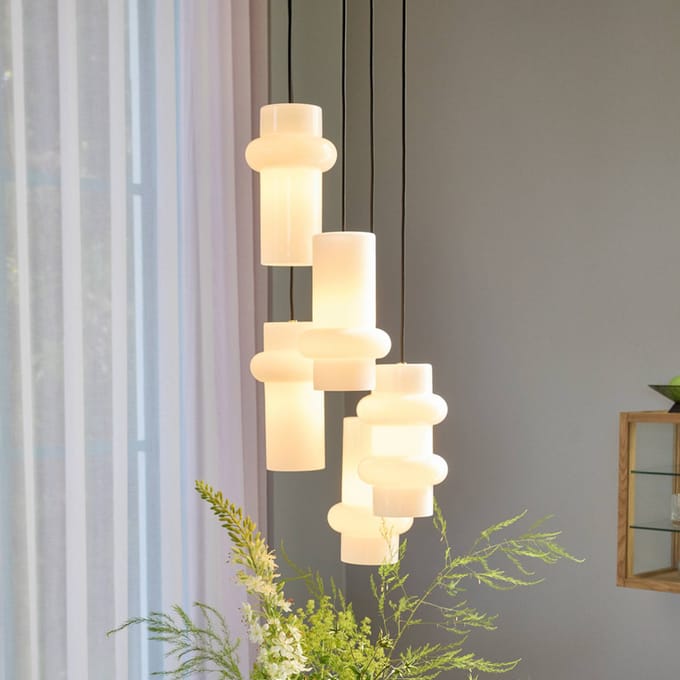 Hübsch Hanglamp Pilule Up, glanzend wit, Ø 15 cm, glas