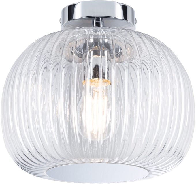 LED-plafondlamp Ruya IP44 E27 230V max. 60W dimbaar Glas, Chroom