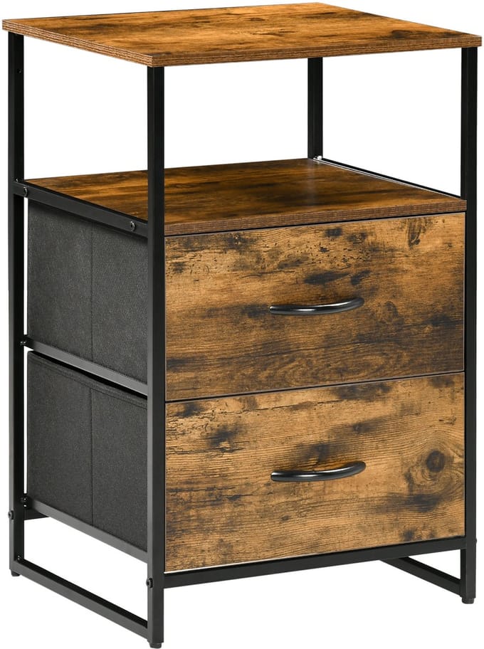 HOMCOM ladekast - hout - staal - 45L x 40B x 70,5H cm - rustiek-bruin