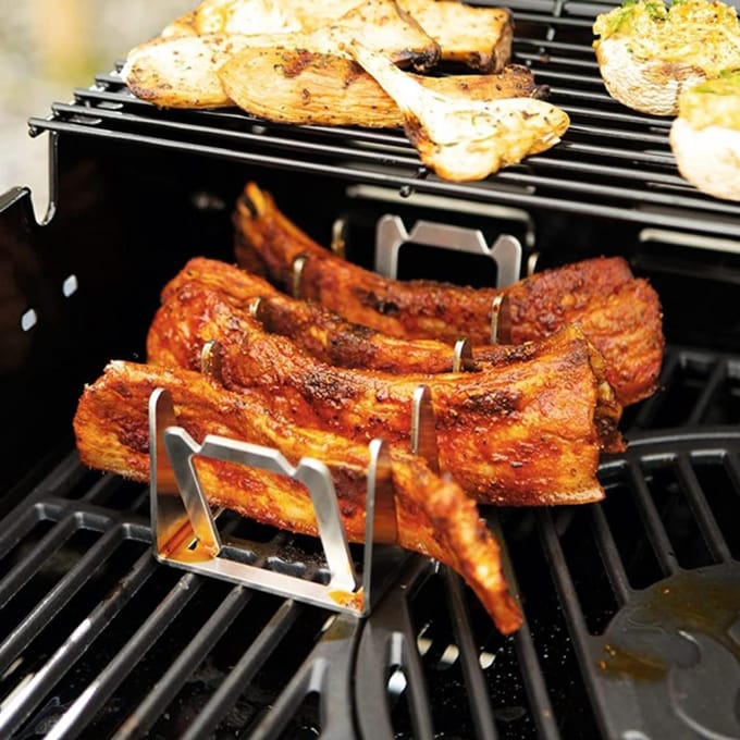 Support à brochettes en acier inoxydable pour barbecue white