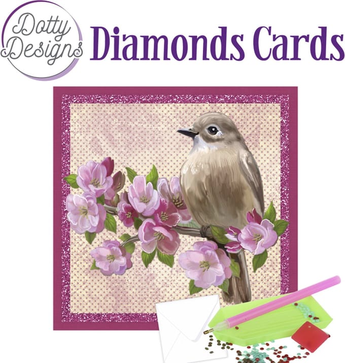 Diamond Painting Dotty Design Diamonds Cards |Bird on Flowering Branch