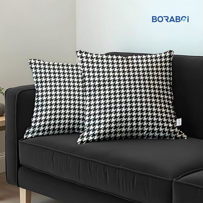Boraboi® Luxe Decoratieve Kussenhoezen set van 2 , Zachte Suède Touch 45x45cm -(Zwart,Wit)