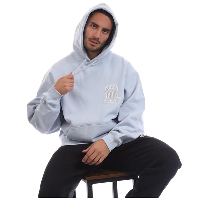 Avirex Herenhoodie van polykatoen met Jackson-logo (Licht Blauw)