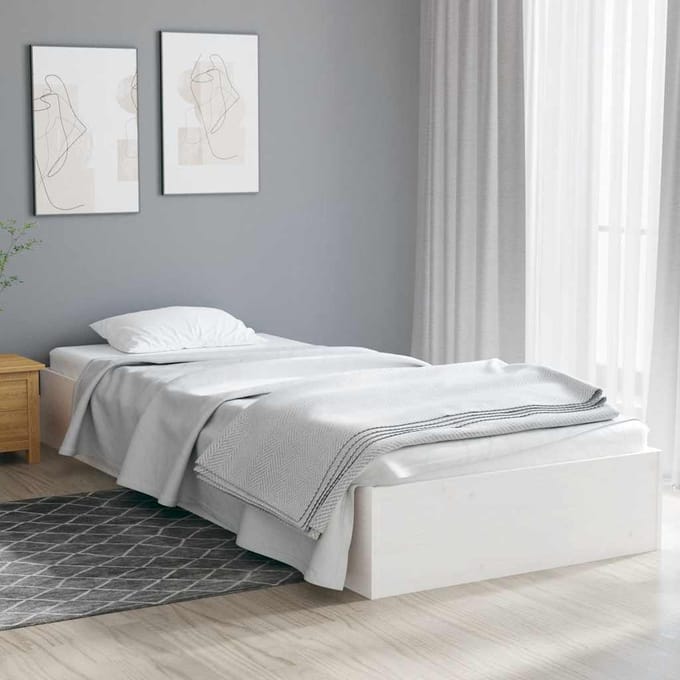 vidaXL - Bedframe - massief - hout - wit - 75x190 - cm