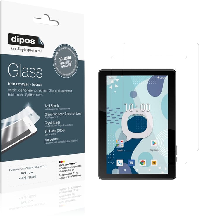 dipos – 2x Pantserfolie geschikt voor Konrow K-Tab 1004 | 9H Screenprotector