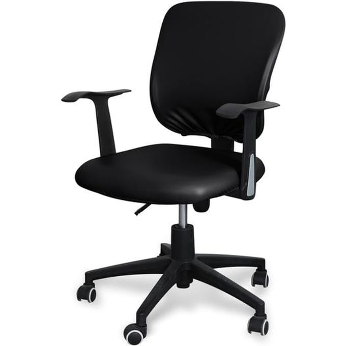 Housse de chaise de bureau en cuir souple, imperméable, en Pu, couvre-dossier de siège, résistant à l'eau, pour ordinateur universal size noir