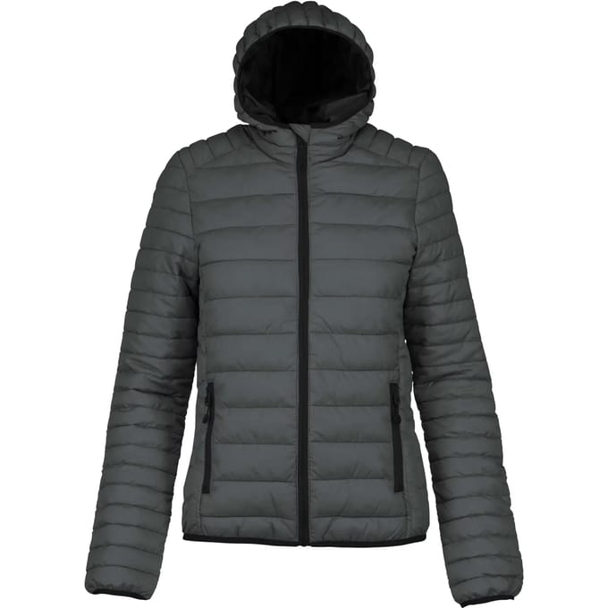 Kariban Ladies' lightweight hooded padded jacket K6111 - Marl Dark Grey - L