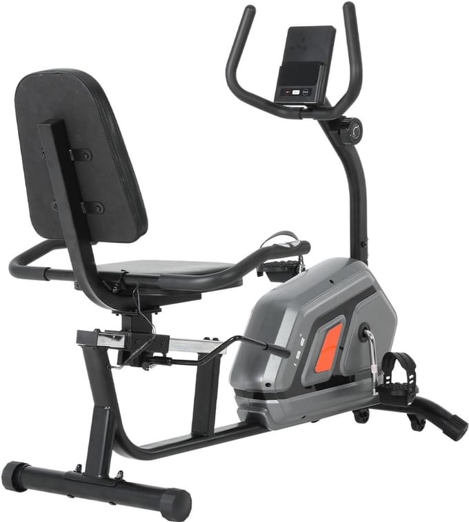 Magnetische Ligfiets Hometrainer met Rugleuning - Stil, LCD-display en 8 Weerstandsniveaus