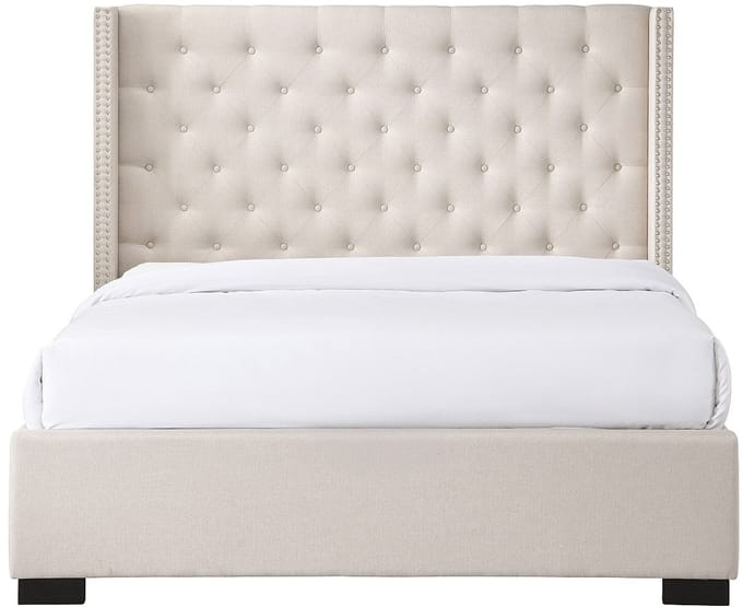 Vente-unique Bedframe stof beige 200 x 200 cm