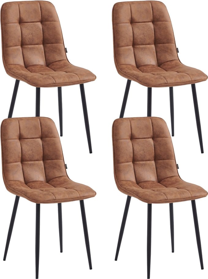 Colenis - Ela Eetkamerstoel - Set Van 4 - Cognac - Microvezel - Design