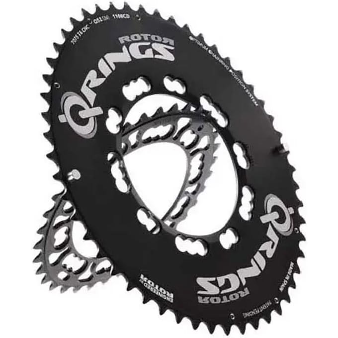 Rotor Q-Ring Road Aero Kettingblad 110 mm 5-armig buiten, black Uitvoering 52T