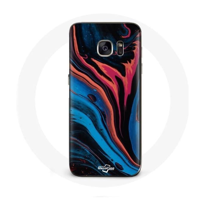 Samsung Galaxy S7 Hoesje Abstracte Textuur Blauw Zwart Rood