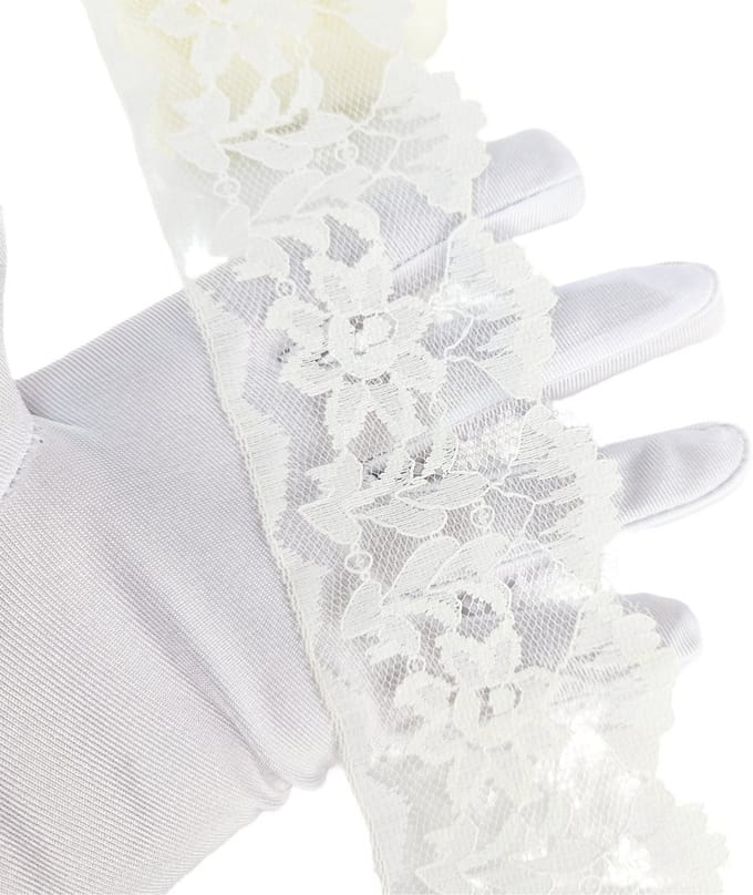 BamBella ® - 1 meter Kant lint band 5/6 cm breed wit stretch voor naaien afwerking kleding