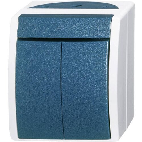 Busch-Jaeger 2601/5 W-53 Ocean (opbouw) Serieschakelaar spatwaterdicht Blauw, Groen
