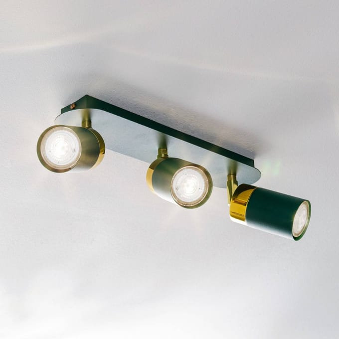 Eko-Light Plafondspot Joker, groen/goud, 3-lamps