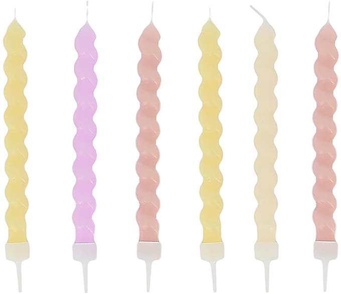 ARTYFETES - 6 gedraaide pastelkleurige gradiëntkaarsen 8,5 cm