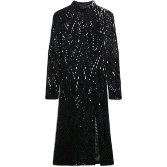 Superdry Open Back Midi-jurk Met Lange Mouwen Zwart M Vrouw