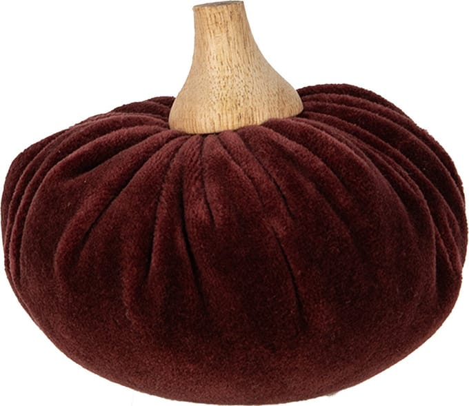 Clayre & Eef Decoratie Pompoen Ø 12x10 cm Rood Polyester Herfst decoratie