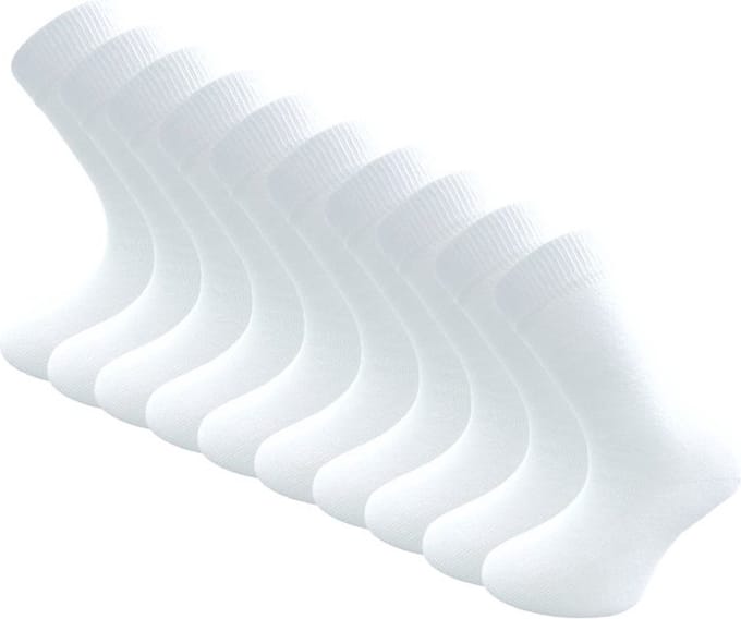 10 paar Kindersokken - SQOTTON® - Wit - Maat 19-22