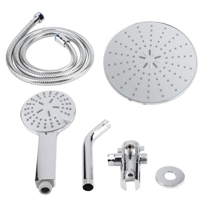 Plaque Chromée Haute Pression 3 Voies Multi-Réglages Style Pluie Combo Double Pommeau de Douche à Main white
