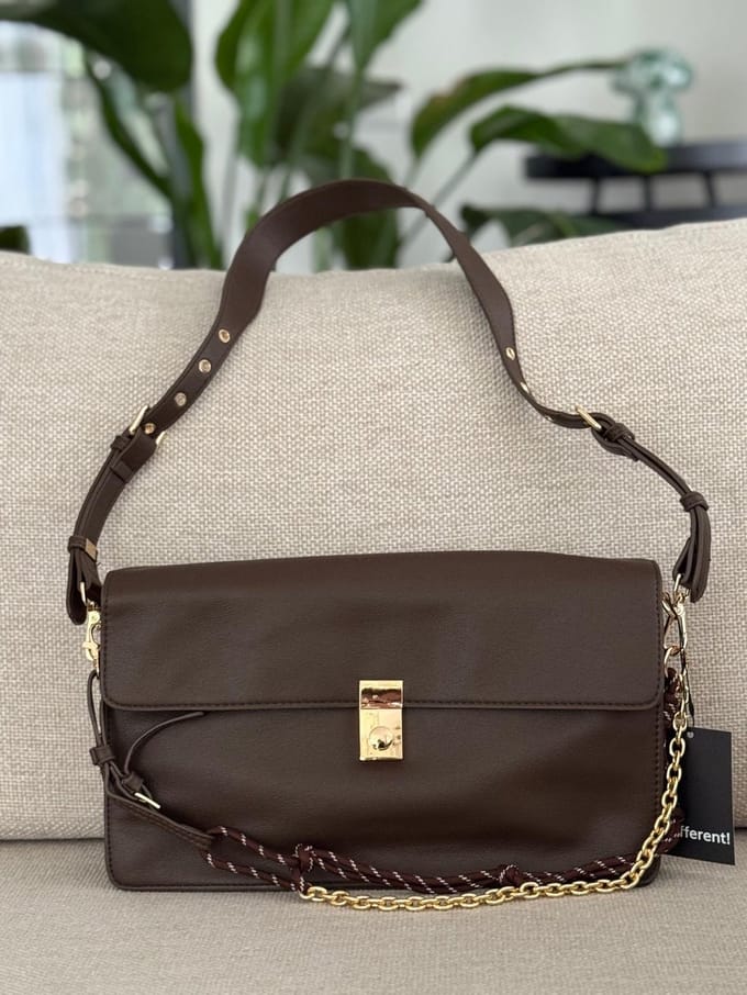 Damestas - Luxe - Bruin - Lange schouderriem - Ketting - Handtas