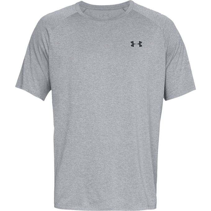 Under Armour UA Tech 2.0 SS Tee-GRY Heren Sportshirt - Steel Light Heather - Zwart