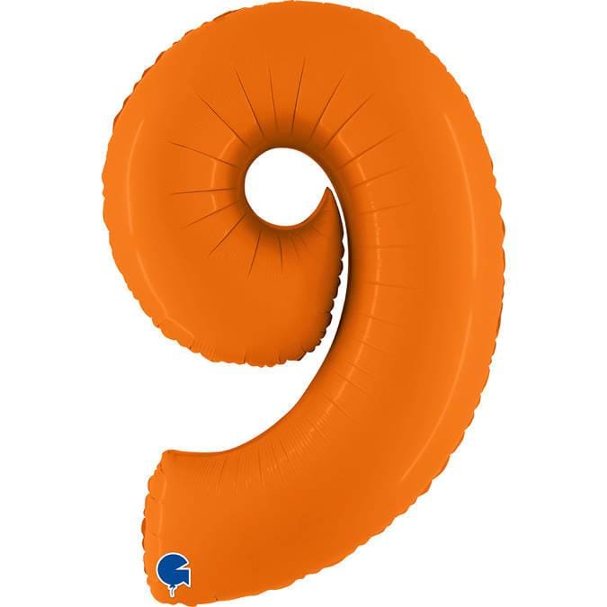 Ballon en Aluminium Chiffre 9, Orange Mat, 102cm Grabo