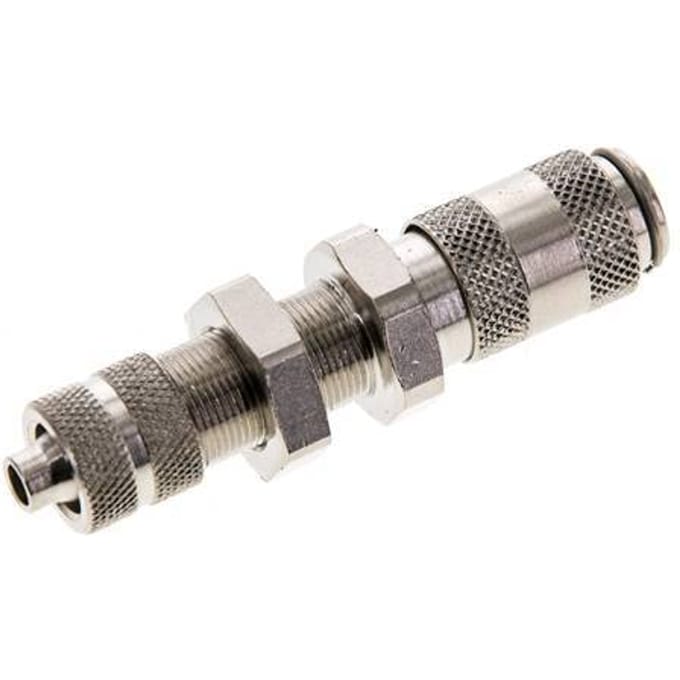 Vernikkeld Messing DN 2.7 (Micro) Luchtkoppeling Snelkoppeling 4x6 mm Push-On Schotkoppeling Double Shut-Off - CLS2-NB-BN-SV-P-4