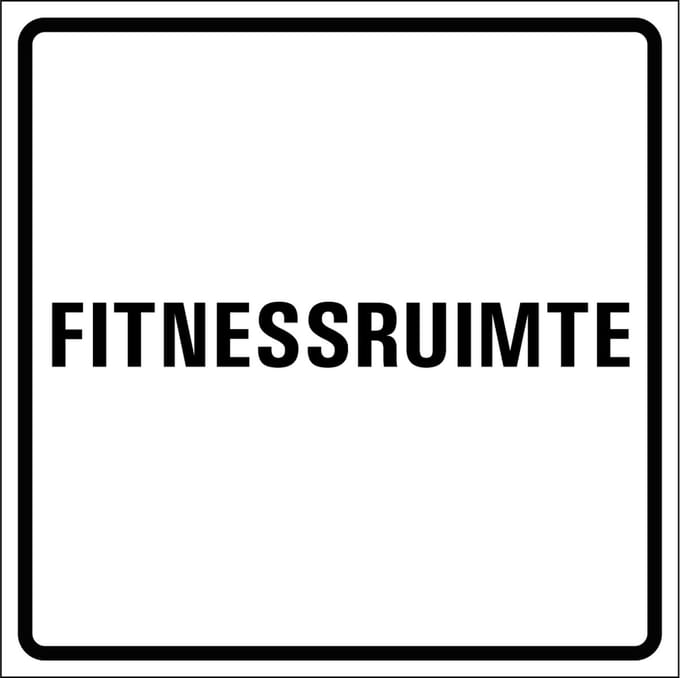Fitnessruimte sticker, wit zwart 150 x 150 mm