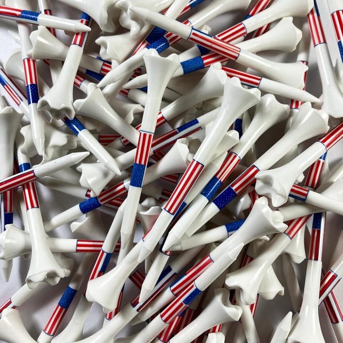 Golf Tees - 100 Stuks - 3 1/4 Inch - Amerikaanse Vlag - Wit