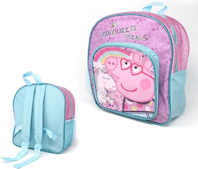 Peppa Pig rugtas - roze / blauw - Peppa Big rugzak - 30 x 25 cm.