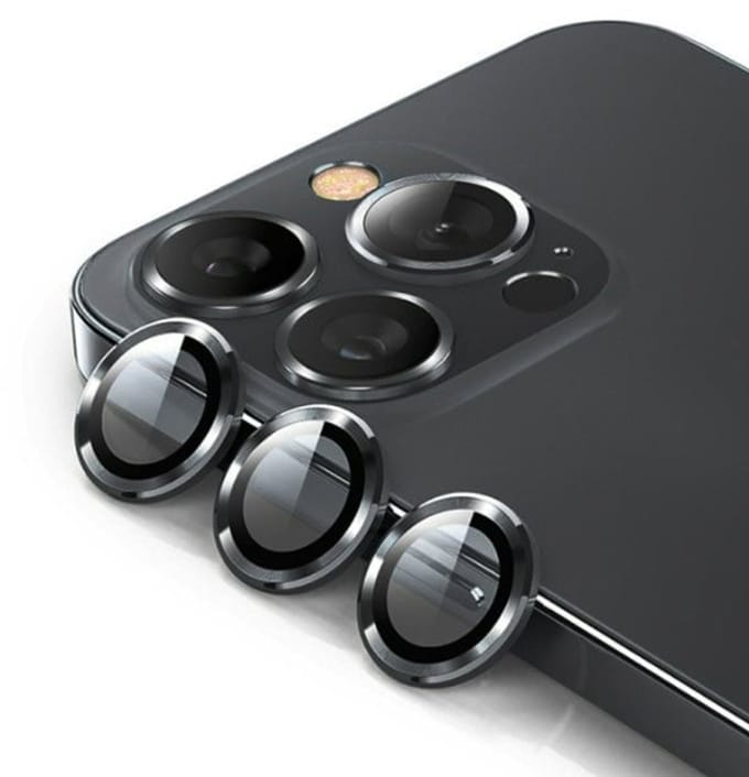 Solidenz Camera Lens Protector - Geschikt voor Apple iPhone 15 Pro / 15 Pro Max - Zwart