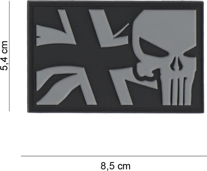 Embleem 3D PVC Punisher UK vlag grijs