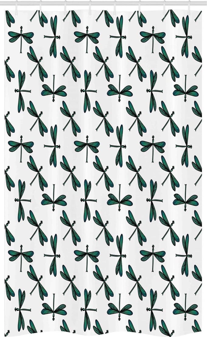 ABAKUHAUS Douchescherm Cartoon Libelle – 120x180 cm – Zeegroen/Zwart