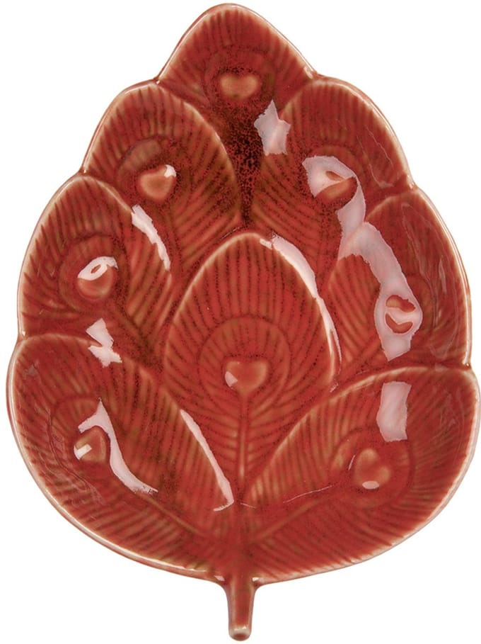 Clayre & Eef Decoratie schaal 16x12x3 cm Rood Keramiek