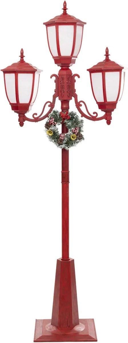 Fééric Lights and Christmas - Kerstlantaarn - L40 x B86 x H215 cm - rood - met warm witte ledverlichting - Afmetingen: L40 x B86 x H215 cm - Kleur: rood - Aantal ledlampjes: 158