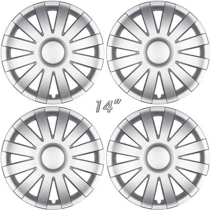 GoodGo Wieldoppen AGAT-S 14 inch zilver. Set a 4 stuks in doos (a.u.b. tekst lezen!)
