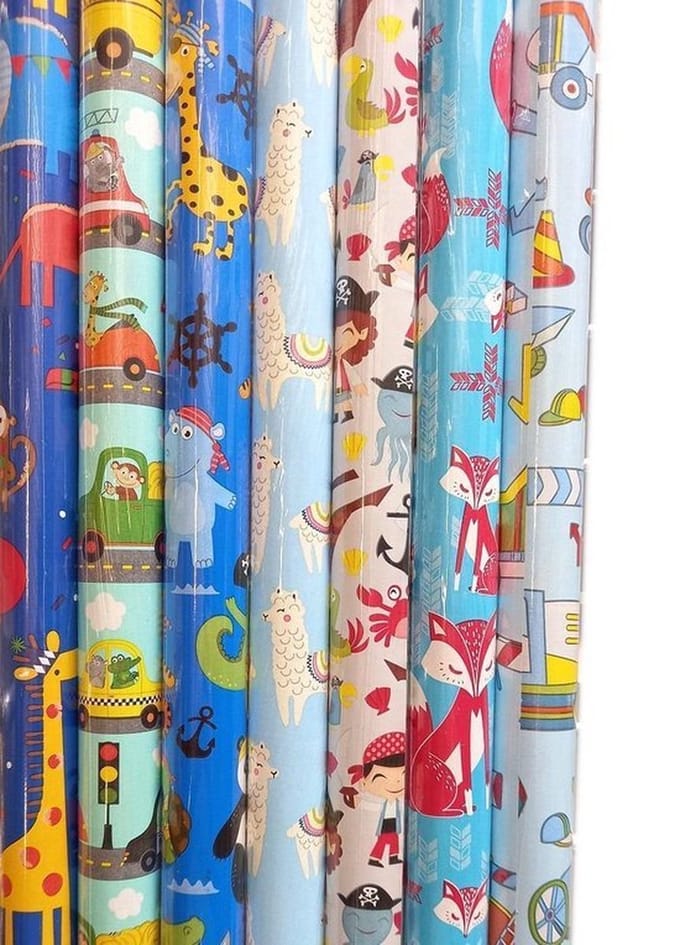 5 rollen Assortiment luxe cadeaupapier - inpakpapier voor kinderen - 200 x 70 cm
