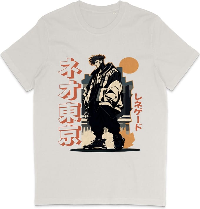 Heren en Dames T Shirt - Anime - Vintage Wit - S