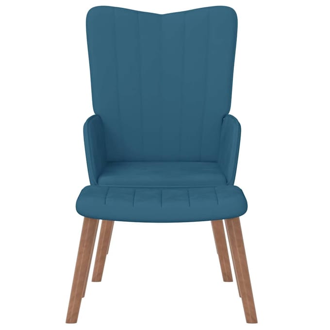 vidaXL - Relaxstoel - met - voetenbank - fluweel - blauw