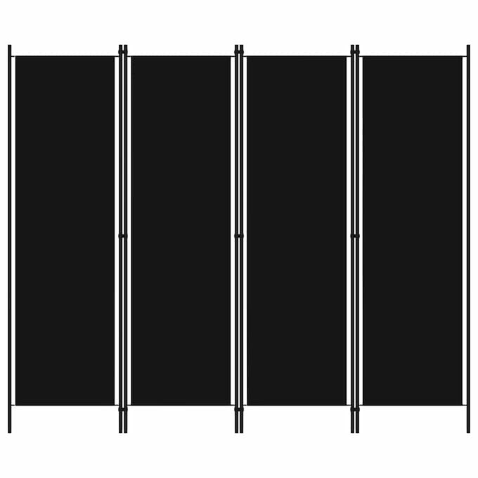 vidaXL - Kamerscherm - met - 4 - panelen - 200x180 - cm - zwart