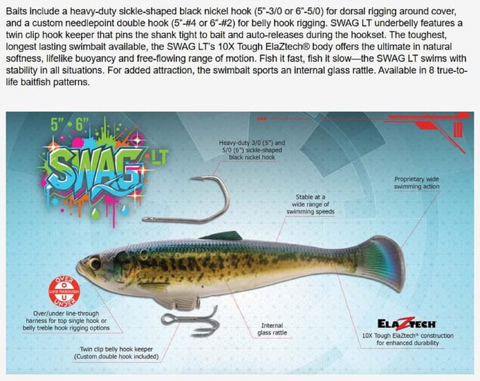 Zman Soft Lure Swag Swimbait LT 6 Inch Baars (4989)