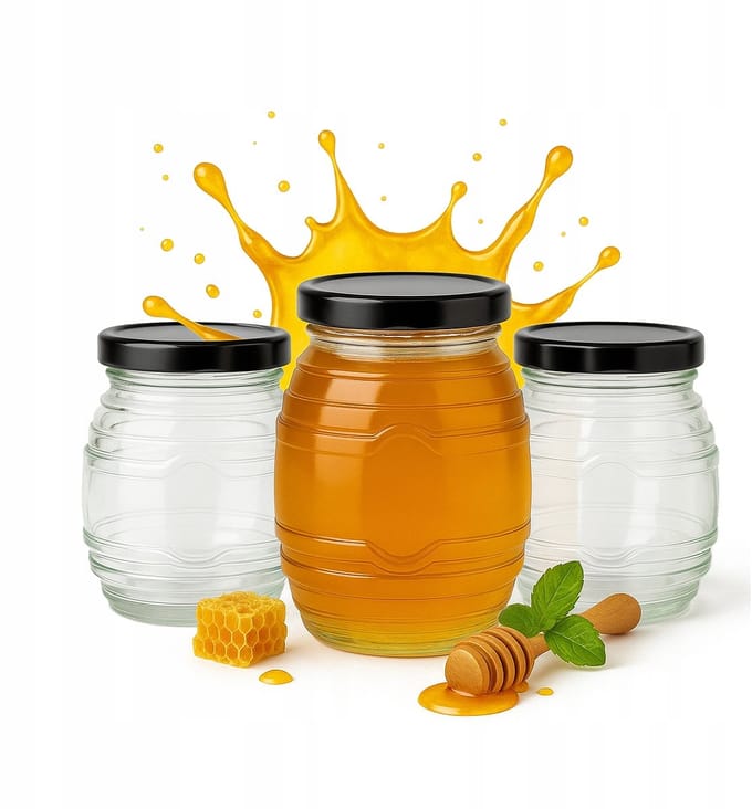 5x Glazen Potjes 'Bijenkorf' 100 ml - Miel, Jam, Kruiden