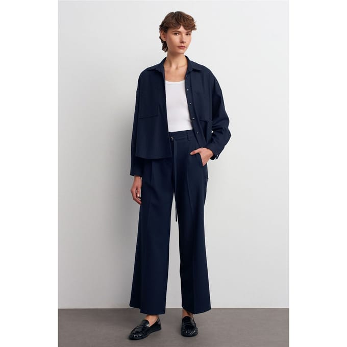 Brede-pijpen Geknoopte Crêpe Broek