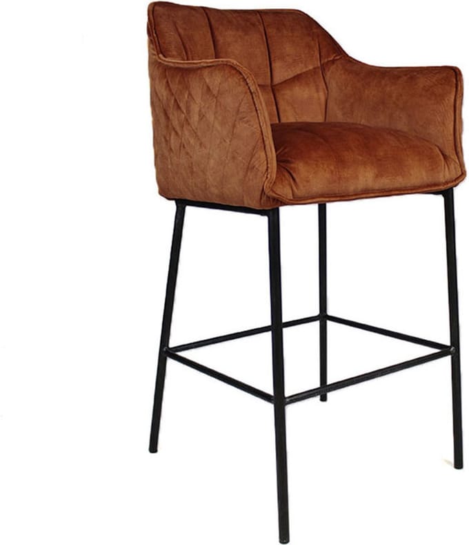 Bronx71® Velvet barkruk Jayron koper 82 cm - barstoel
