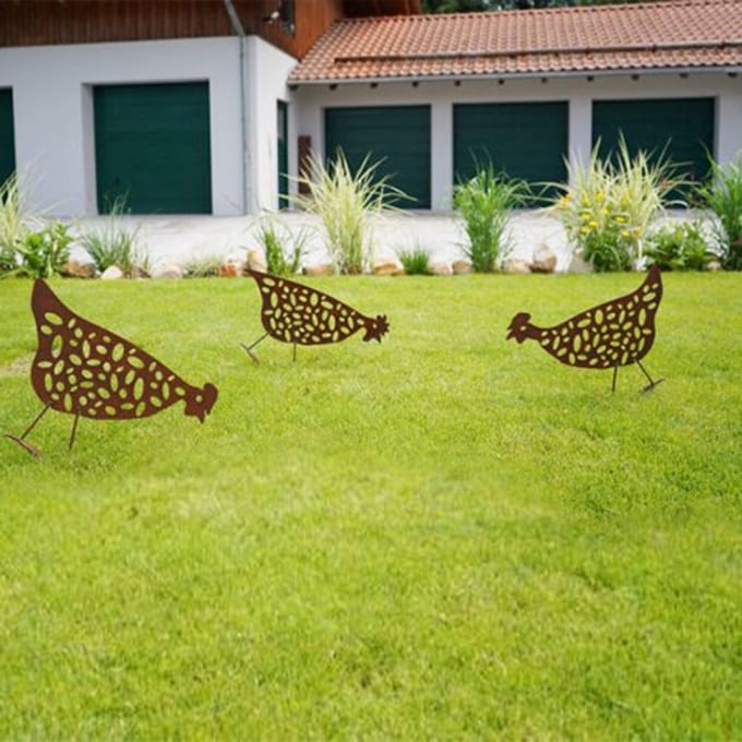 Badeko | Tuinbeeld Haan staand | Cortenstaal look | 40x55cm